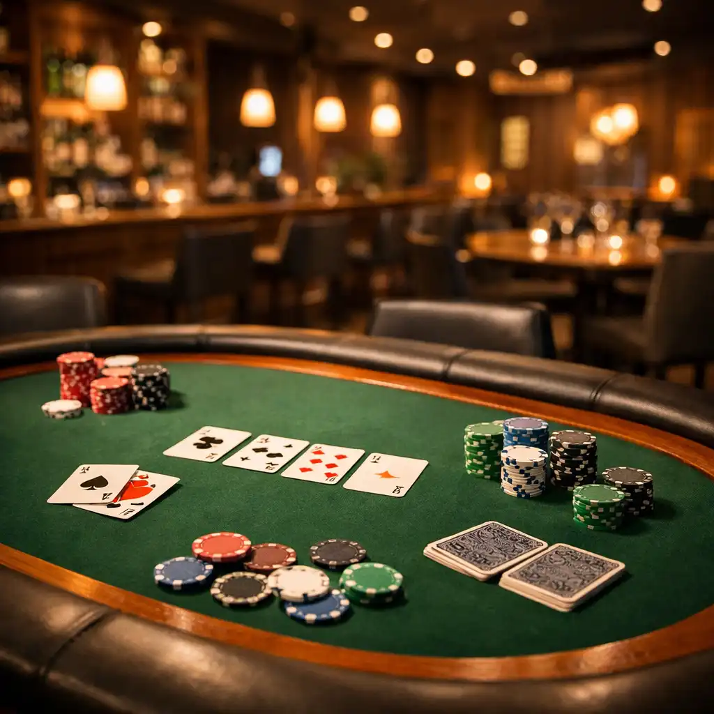 Elegancki stół pokerowy w nowoczesnej restauracji Przystań Smaków